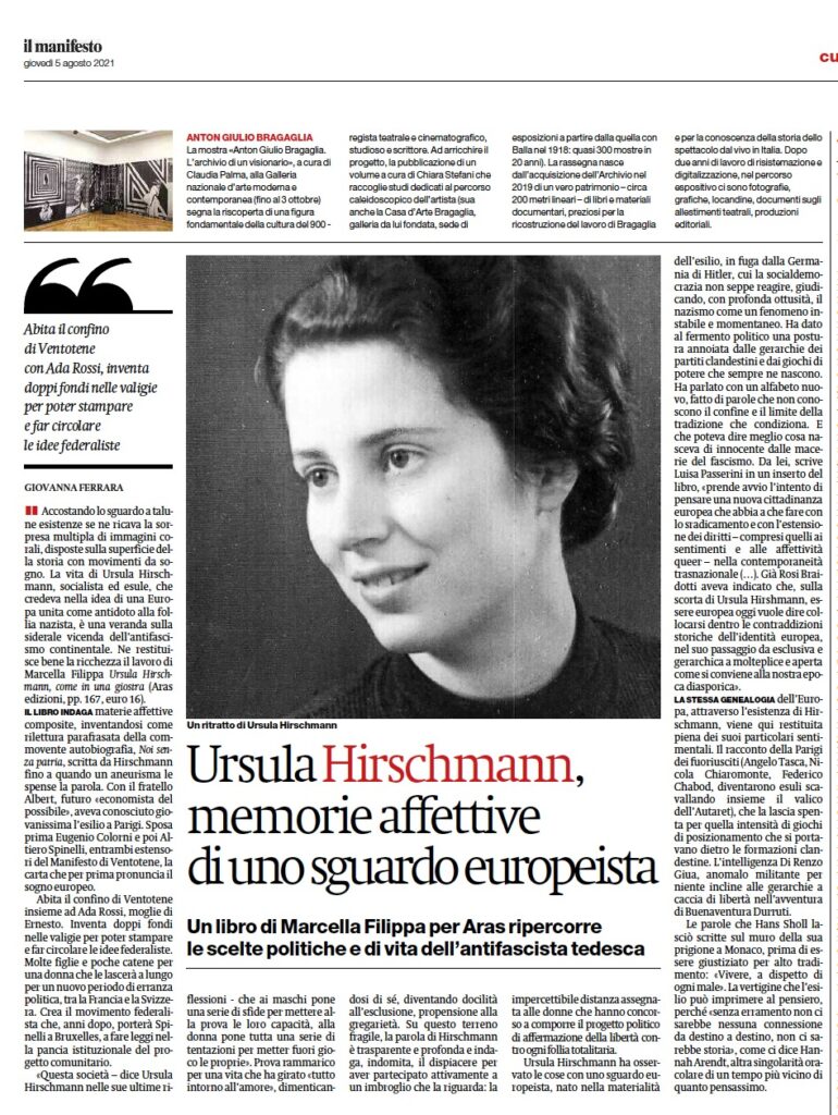 Ursula Hirshmann su Il Manifesto